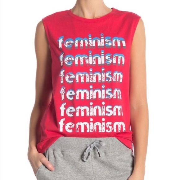 NWOT REBECCA MINKOFF “Feminism” Red Muscle Tee Size XXL - Picture 1 of 14